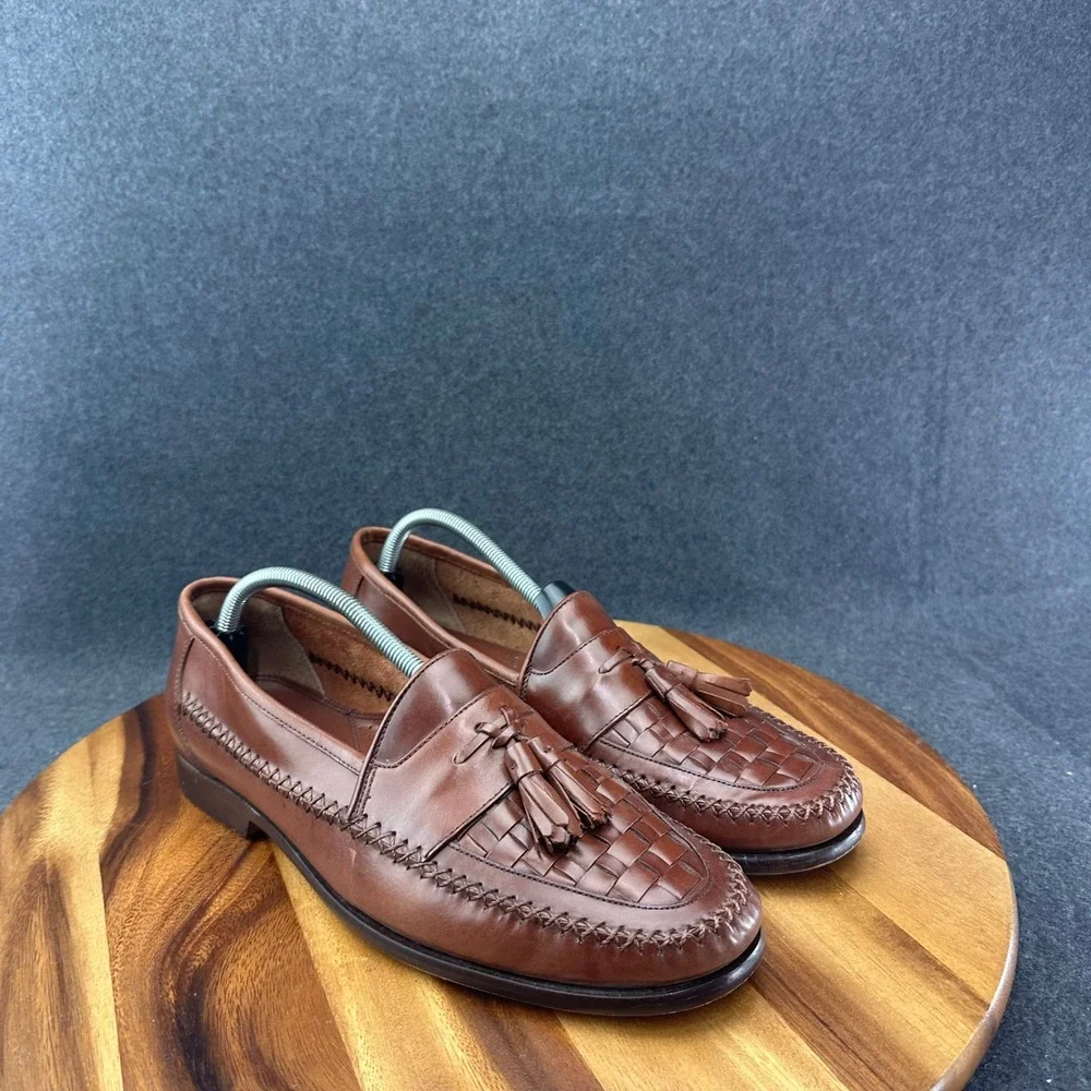 GH Bass & Co Mens 11.5 M Weejuns Larkin Woven Moc Toe Bellagio Loafers Brown